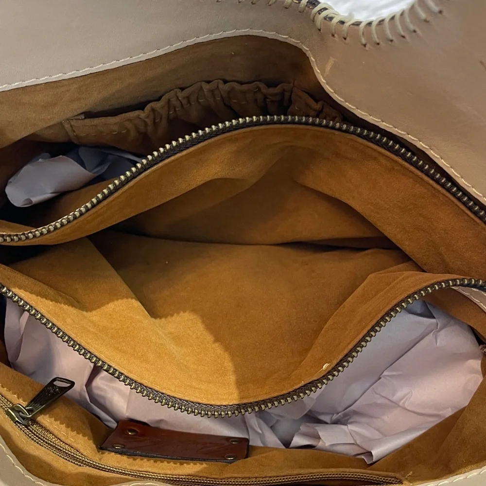 PATRICIA NASH Tan and Brown FLOWER Leather Bag WITH DUST BAG SOME SMALL MARKS - Picture 8 of 13